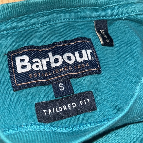 Teal Barbour Plaid Pocket T-Shirt. Size Small. Great Condition. - Picture 3 of 5